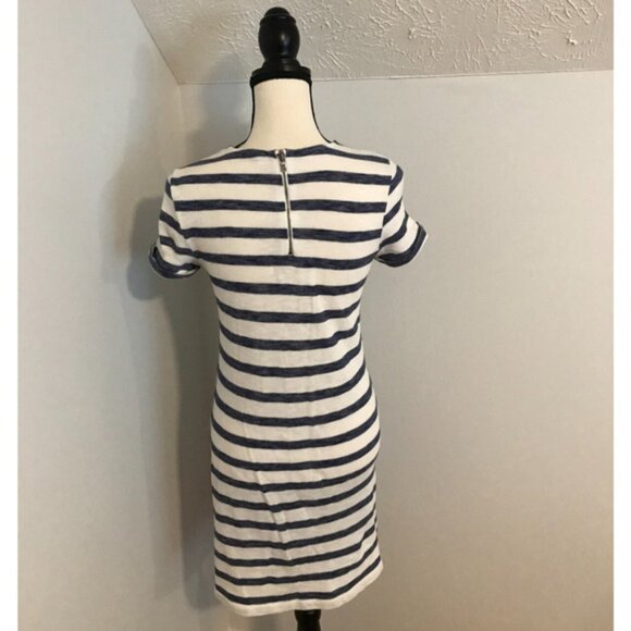 Alice + Olivia Rolled Sleeve Blue/White Striped Mini Dress - Picture 3 of 8